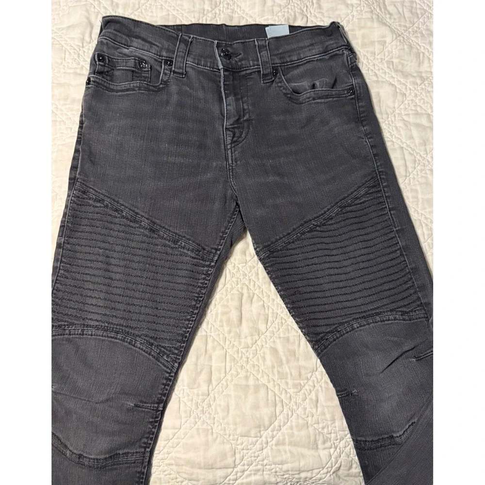 True Religion Geno Relaxed Slim Moto Jeans Charcoal Gray Size 31